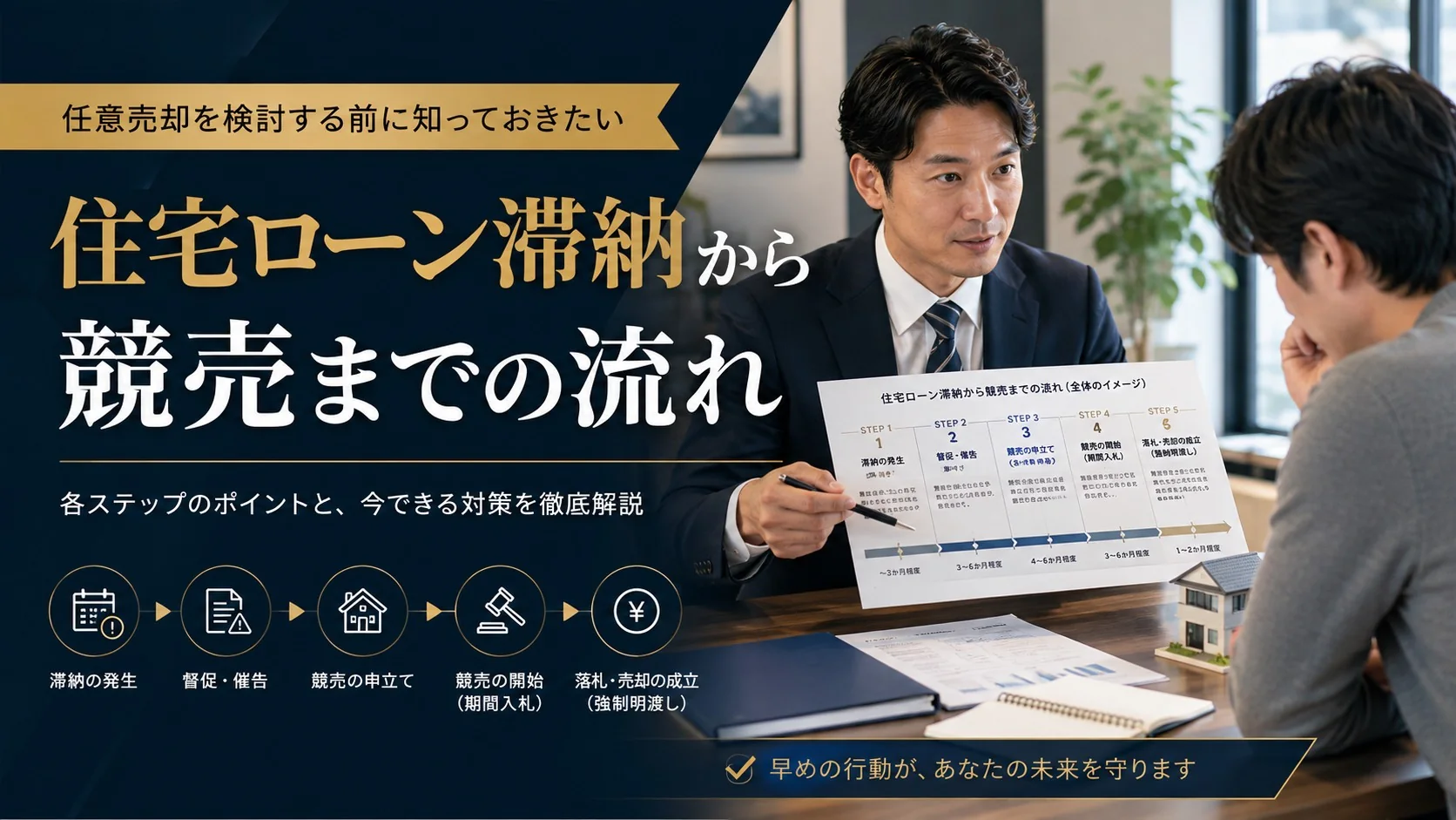 住宅ローン滞納から競売までの流れを説明する不動産相談