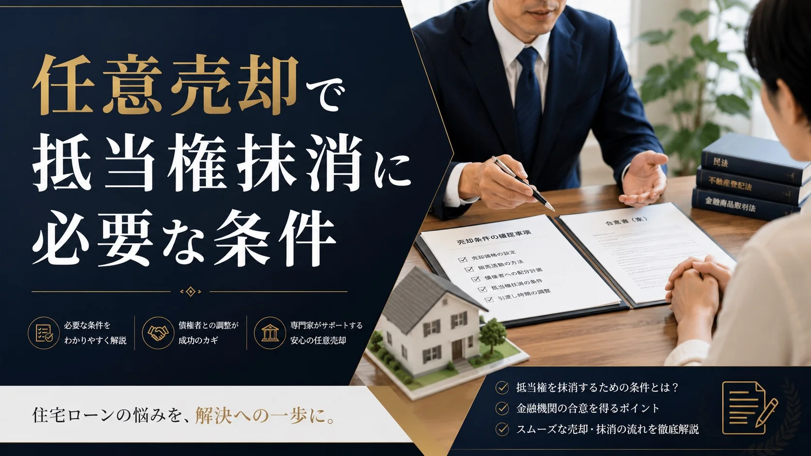 任意売却で抵当権抹消に必要な条件を確認する不動産相談の様子