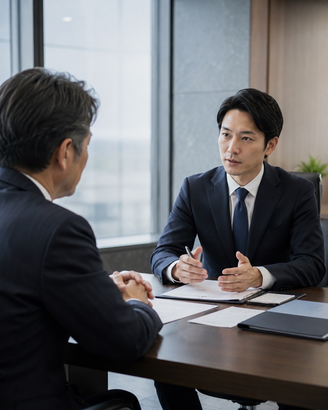 債権者との条件整理を進める面談風景